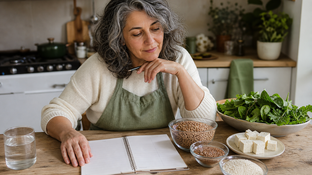 Woman after 40 planning food and daily habits without expecting a quick hormonal effect