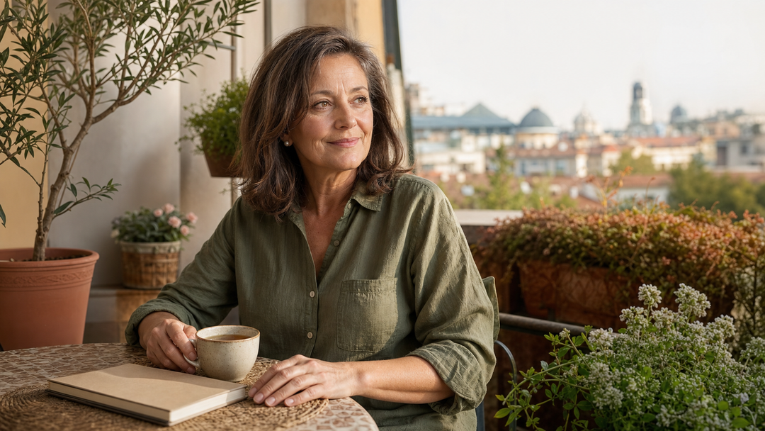 Femme d une cinquantaine d annees qui prepare une routine calme en perimenopause