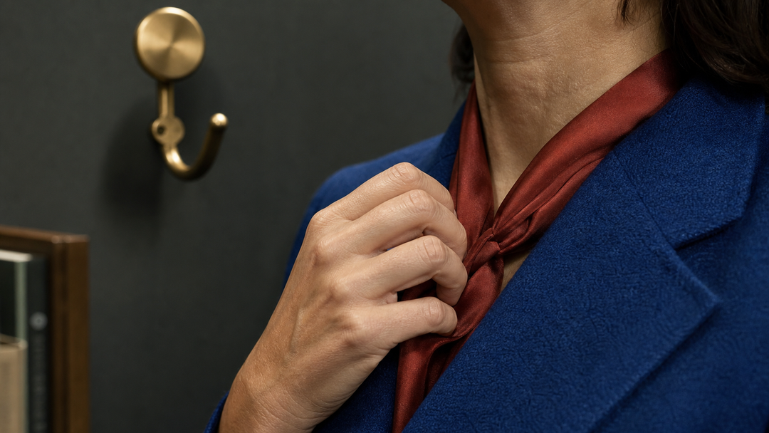 A close view of a soft collar and neck in a quiet everyday moment
