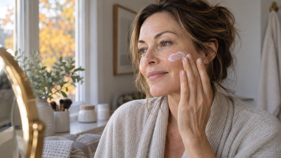 Separate sunscreen application in a morning skincare routine