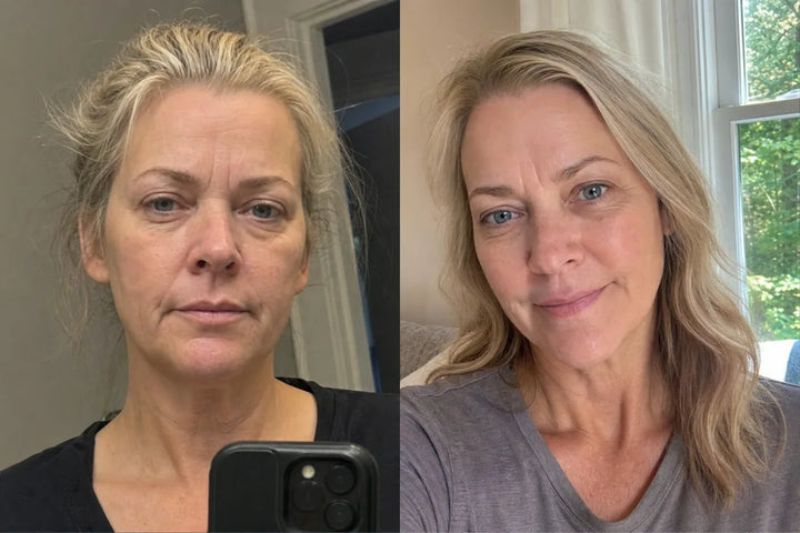 Customer photo before and after using the 4-Step Firming Ritual