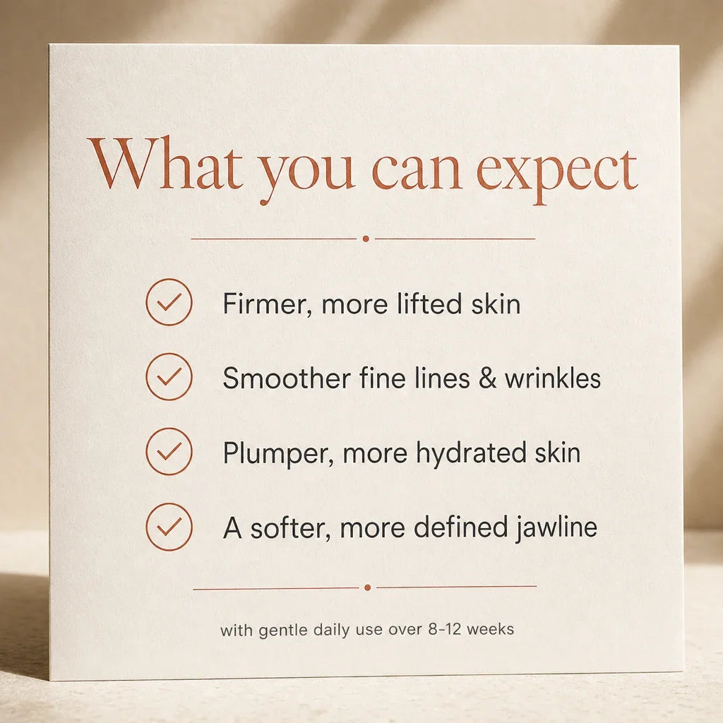 What you can expect: firmer skin, smoother fine lines, plumper skin, a more defined jawline
